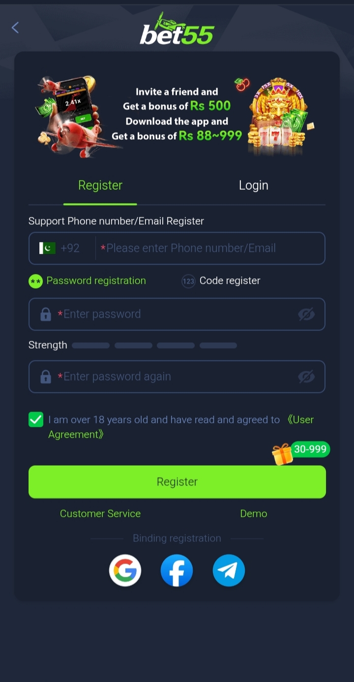 Register 55 Bet